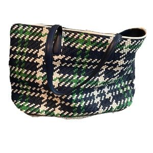 Tory Burch woven tri color Leather Tote purse
